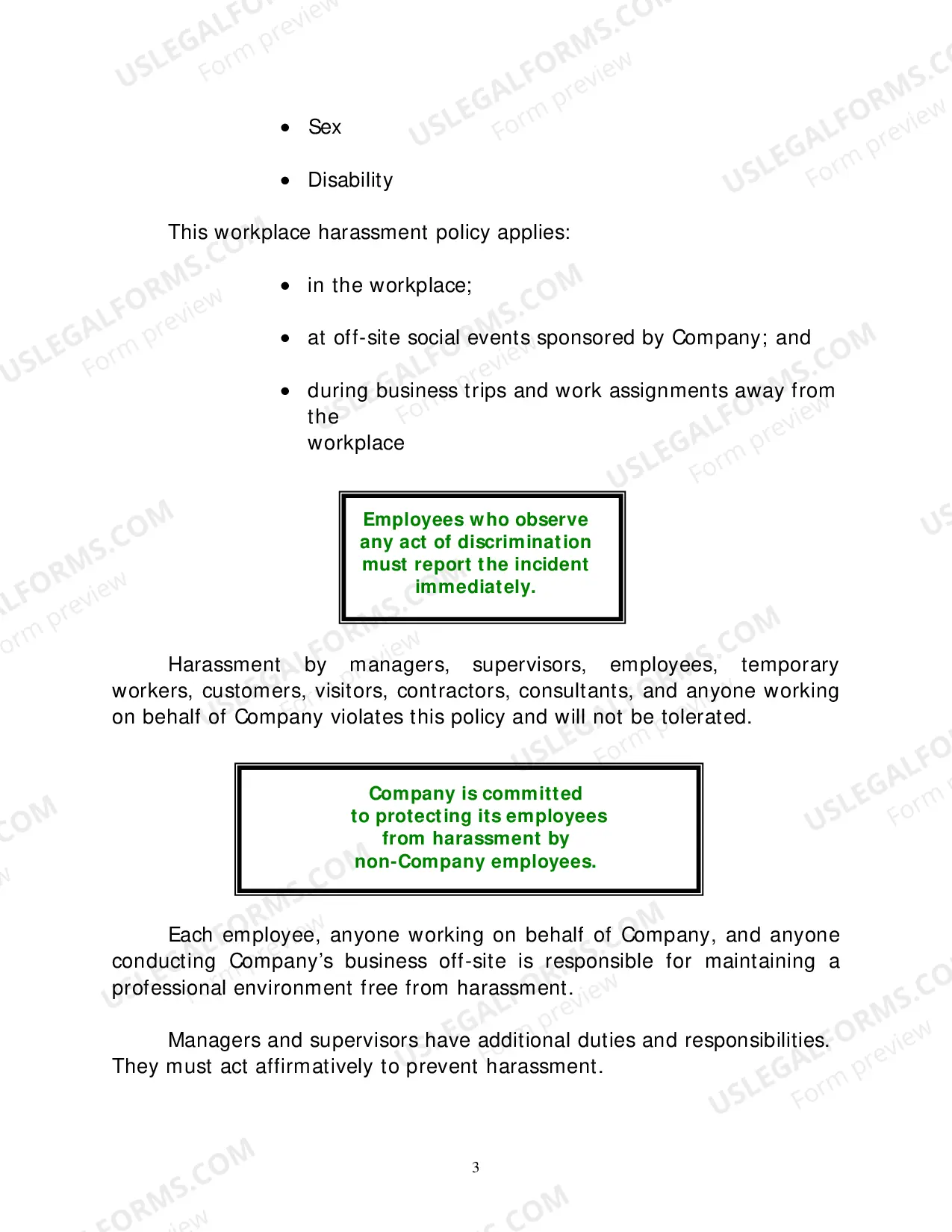 Preview Employee - Company Harassment Policy - Workplace