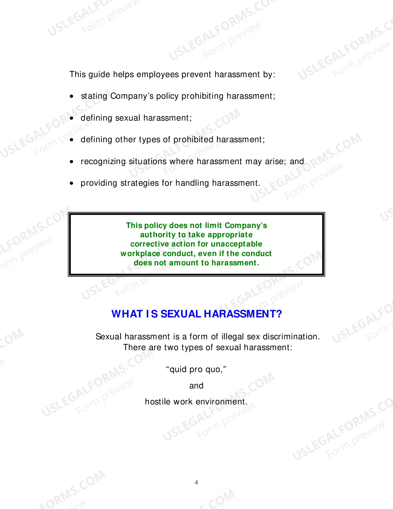 Preview Employee - Company Harassment Policy - Workplace