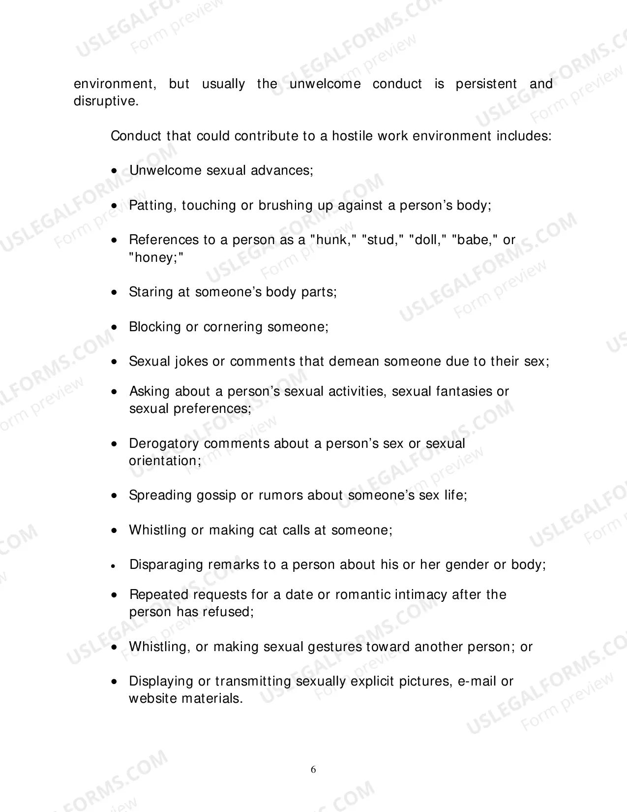 Preview Employee - Company Harassment Policy - Workplace