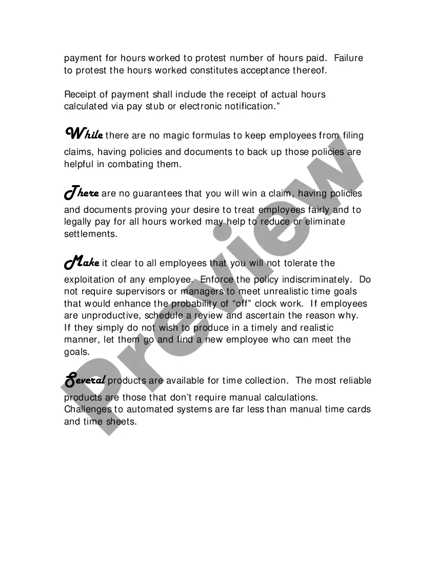 Get Monitored Time Info and Pamphlet - Off Clock Pitfalls Preview Monitored Time Info and Pamphlet - Off Clock Pitfalls