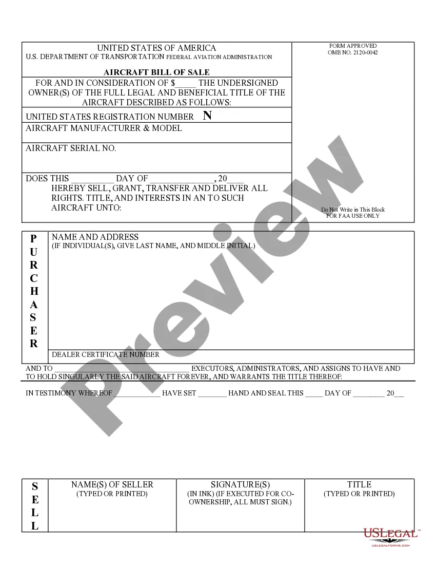 Get Aircraft Bill of Sale Preview Aircraft Bill of Sale