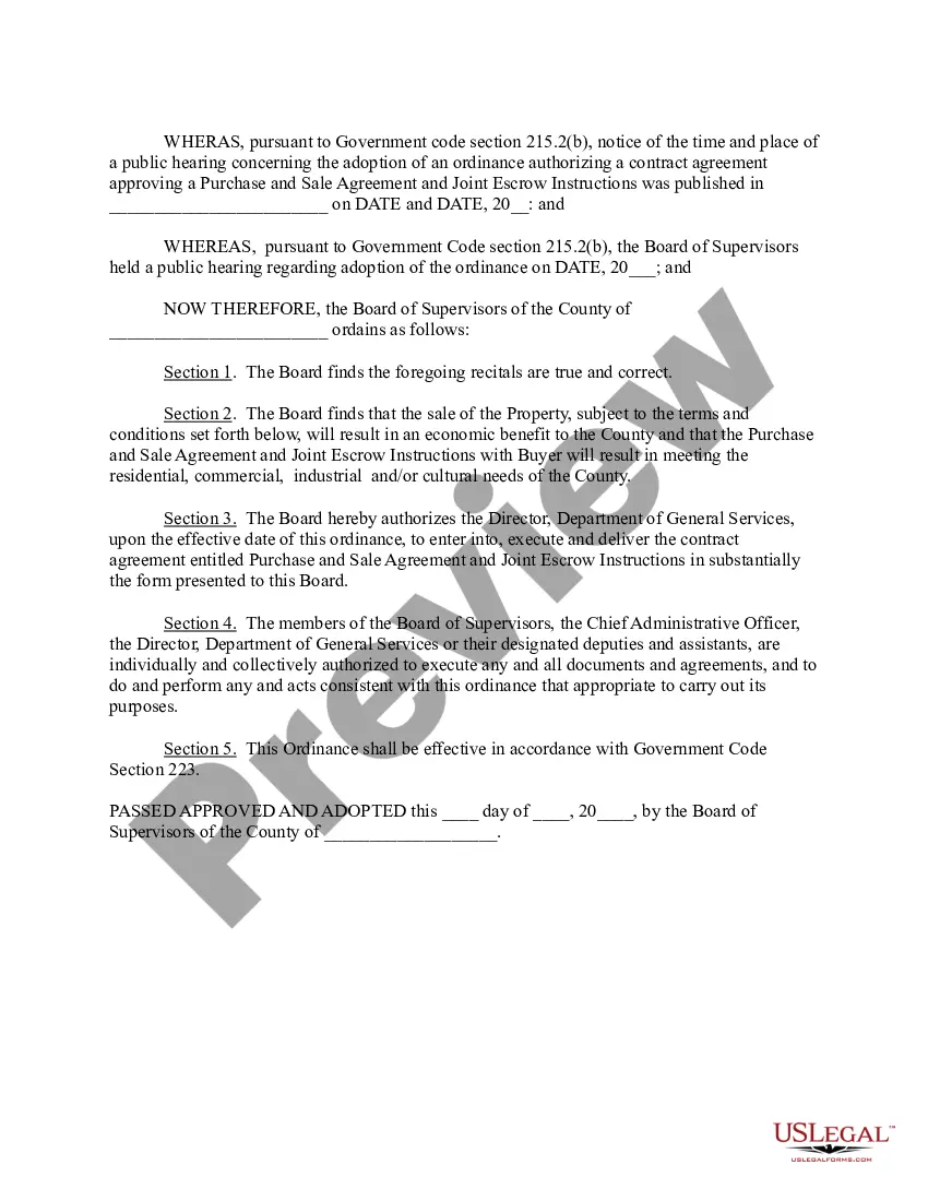 Get Ordinance Authorizing a Contract Agreement Preview Ordinance Authorizing a Contract Agreement