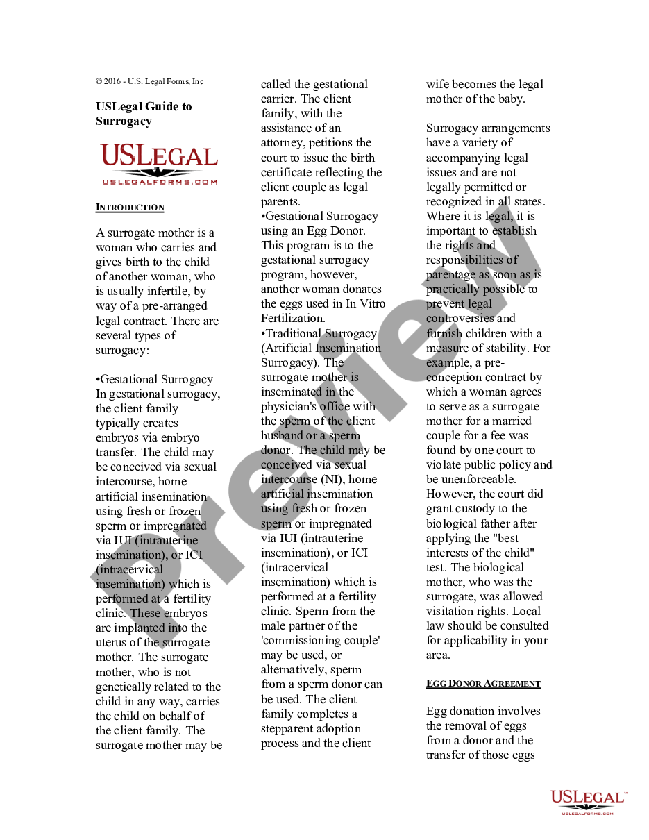 page 0 USLegal Guide to Surrogacy - Surrogate preview