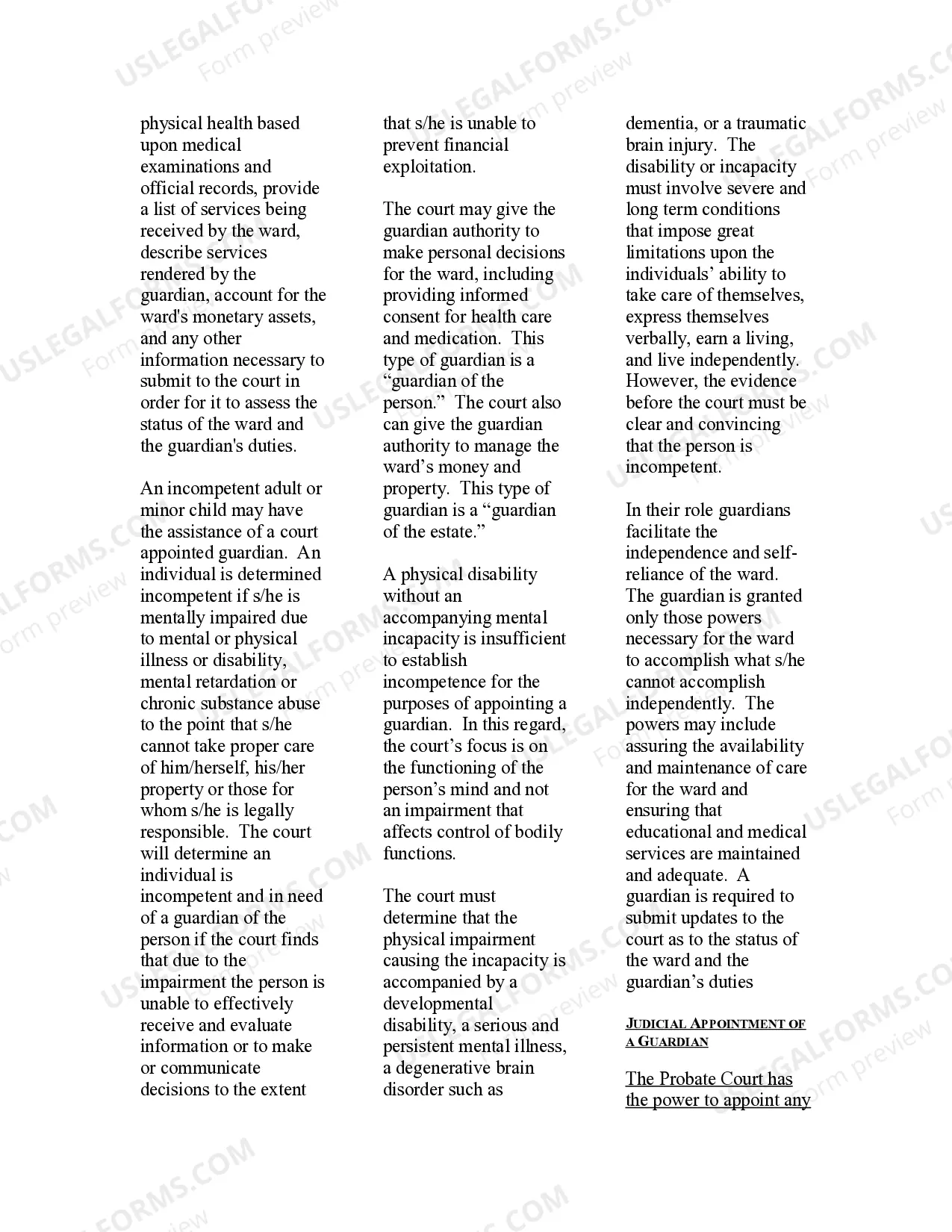 Preview USLegal Guide to Guardianship