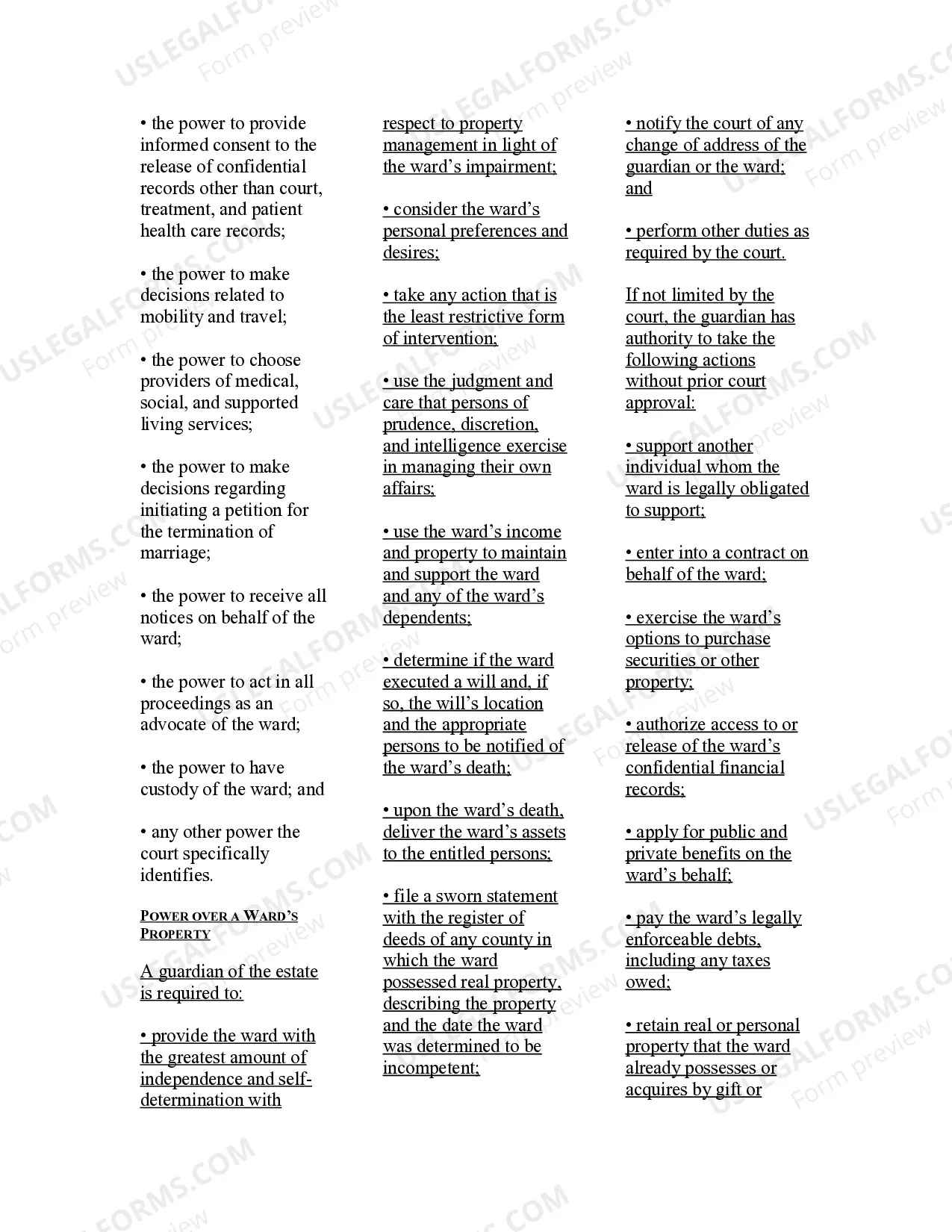 Preview USLegal Guide to Guardianship