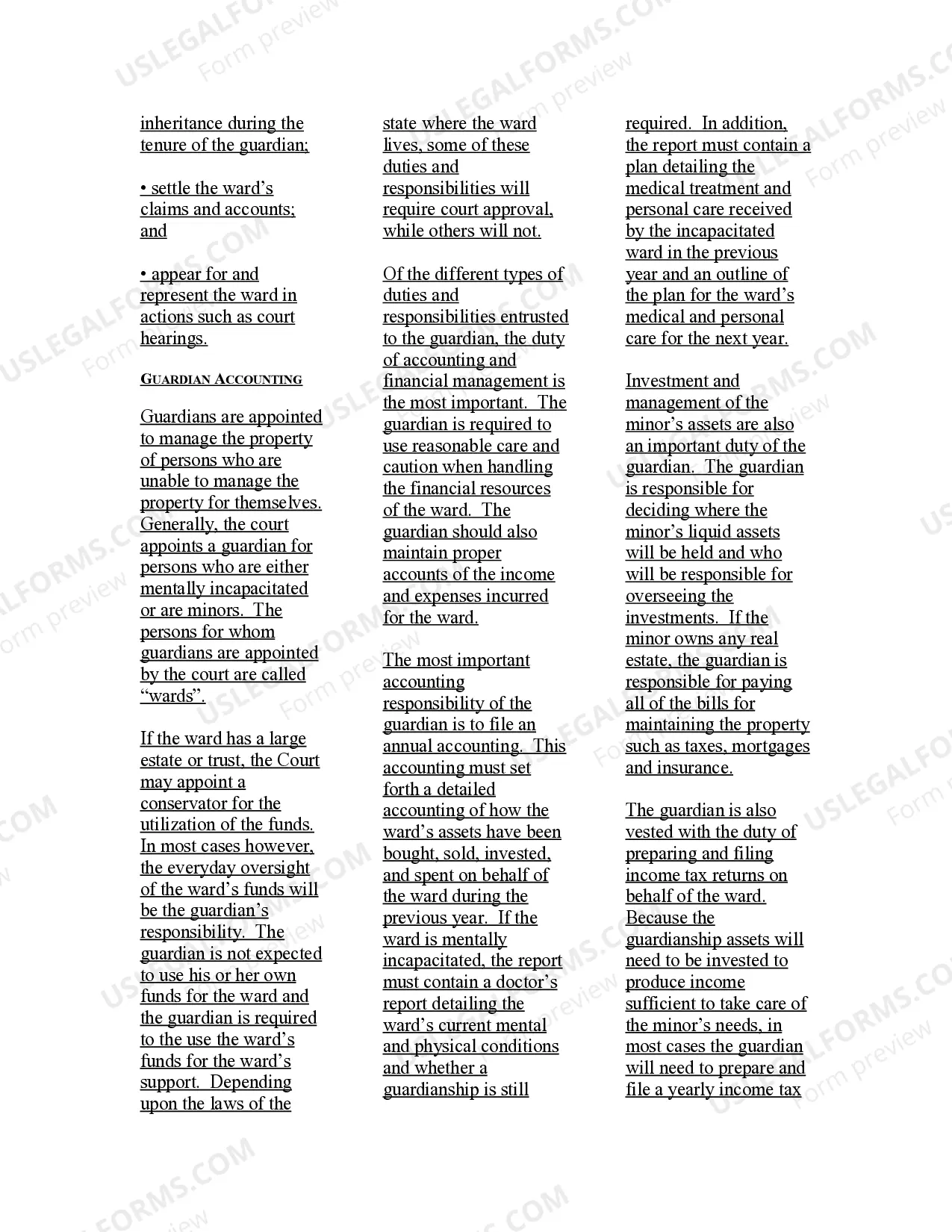 Preview USLegal Guide to Guardianship