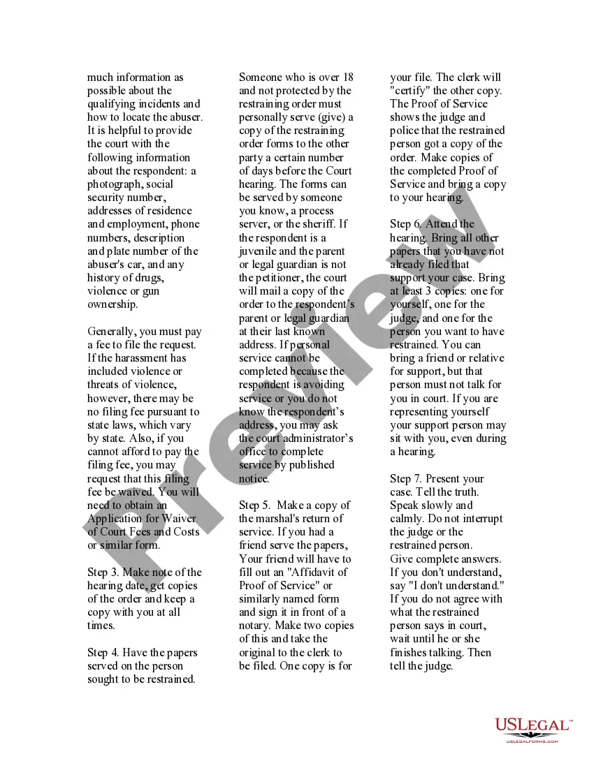 Get USLegal Guide on Restraining Orders and No Contact Orders Preview USLegal Guide on Restraining Orders and No Contact Orders