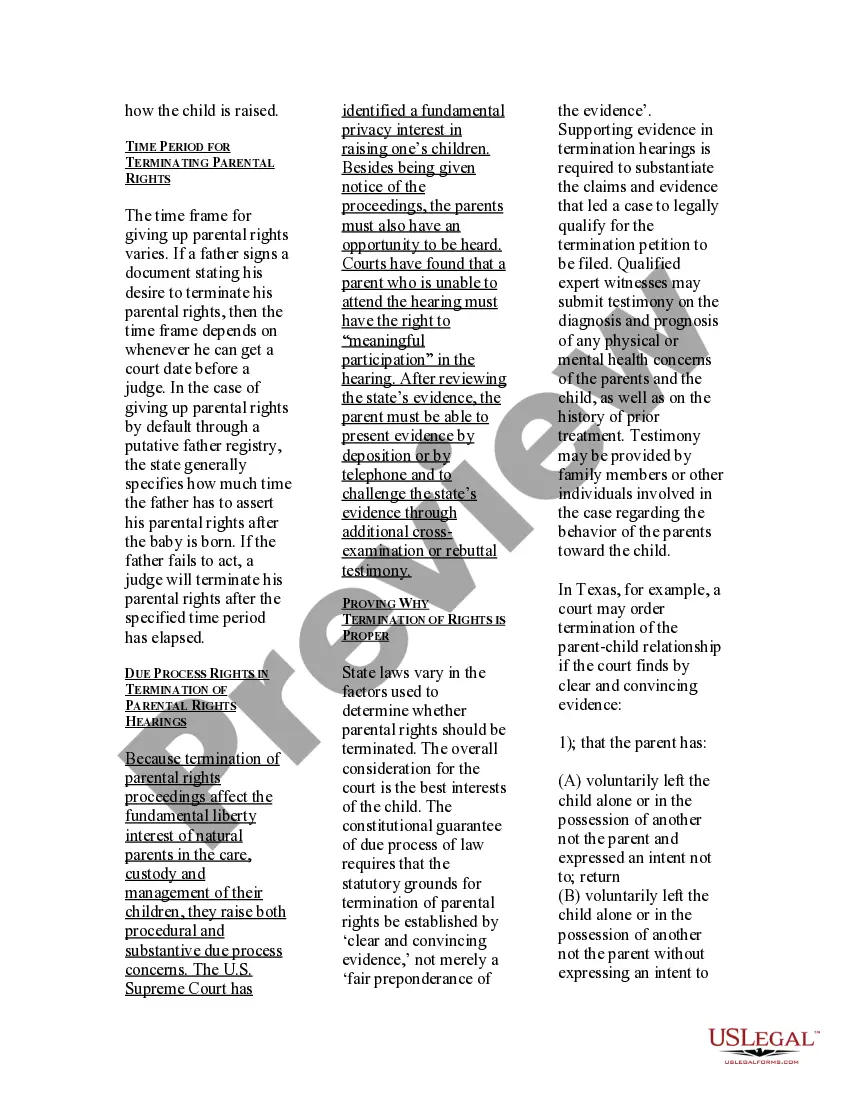 Preview USLegal Guide to Giving Up and Signing Over Parental Rights