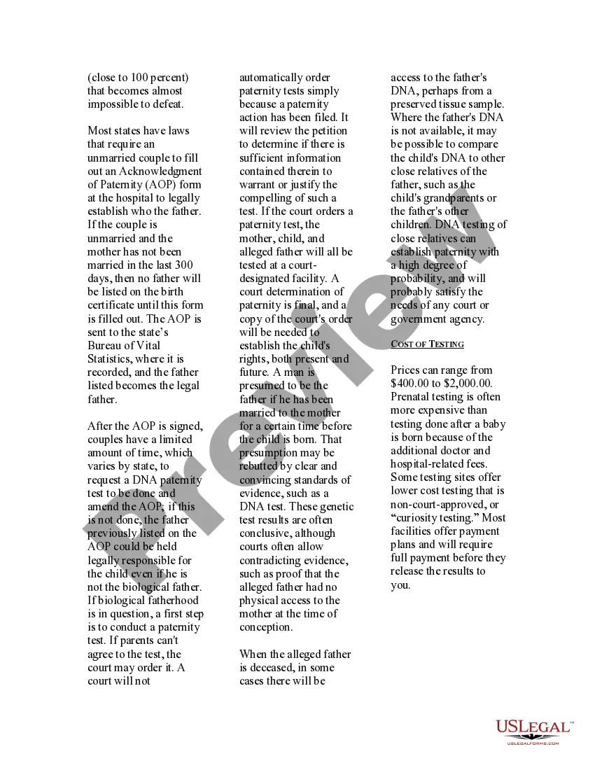 Get USLegal Guide to DNA Testing Preview USLegal Guide to DNA Testing