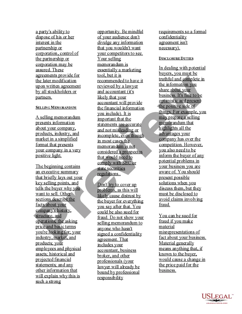 Preview USLegal Guide to Sale of a Business