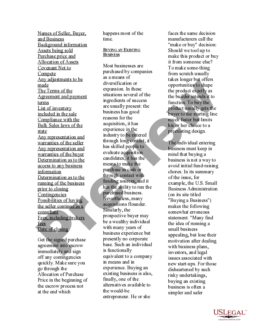 Preview USLegal Guide to Sale of a Business