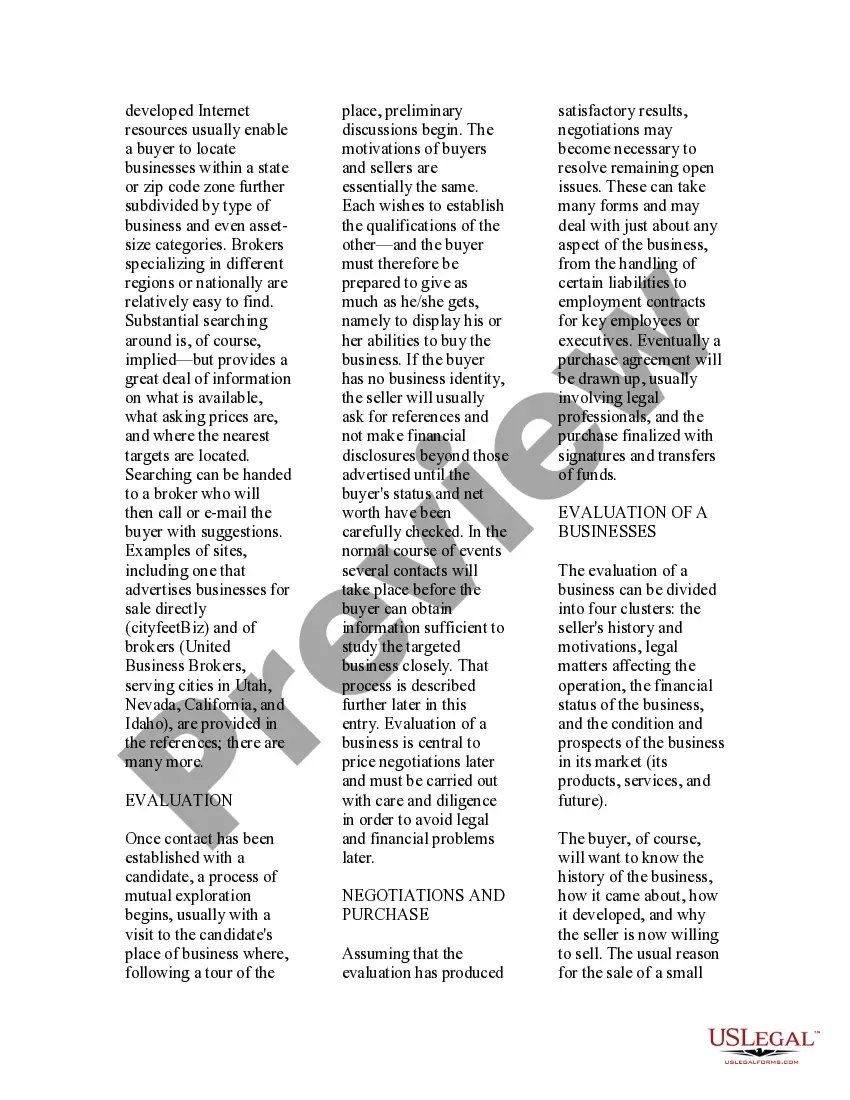 Preview USLegal Guide to Sale of a Business