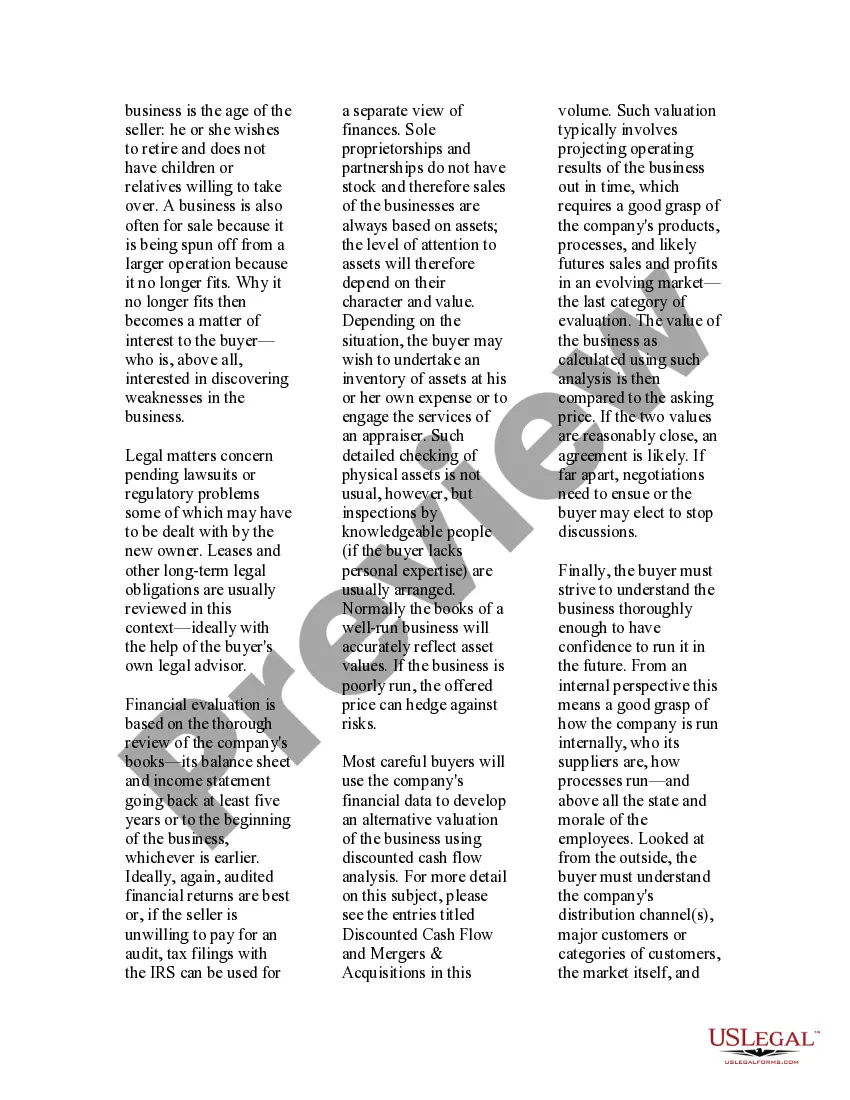 Preview USLegal Guide to Sale of a Business
