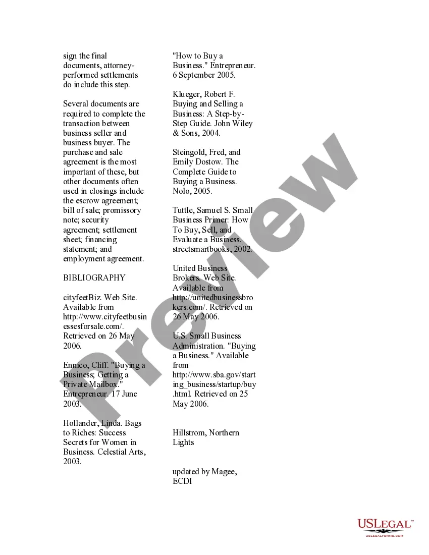 Preview USLegal Guide to Sale of a Business