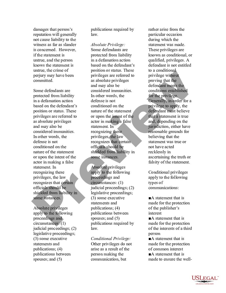 page 4 USLegal Guide to Defamation; Libel and Slander  preview
