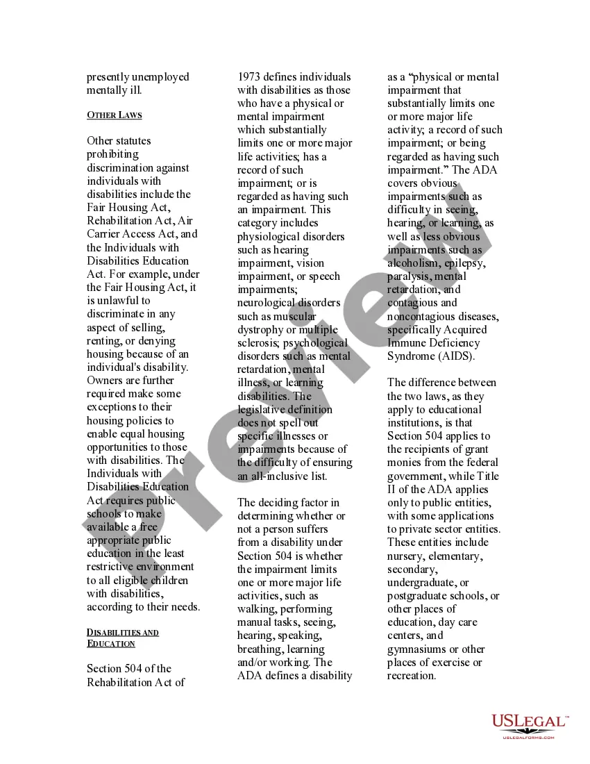 Get USLegal Guide to Disabled Adults Preview USLegal Guide to Disabled Adults