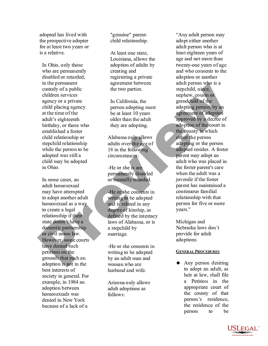 page 1 USLegal Guide to Adult Adoption preview