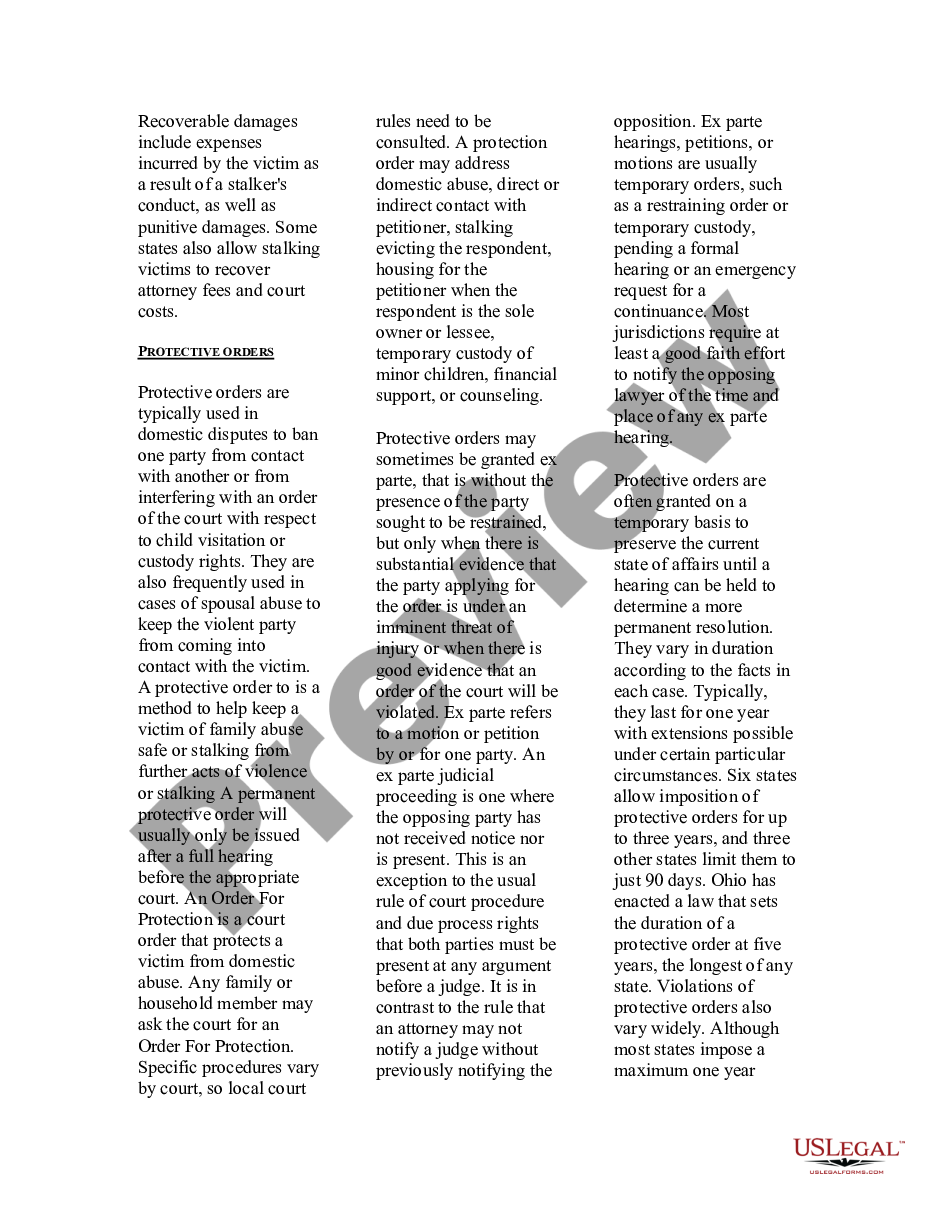 page 1 USLegal Guide to Stalking preview