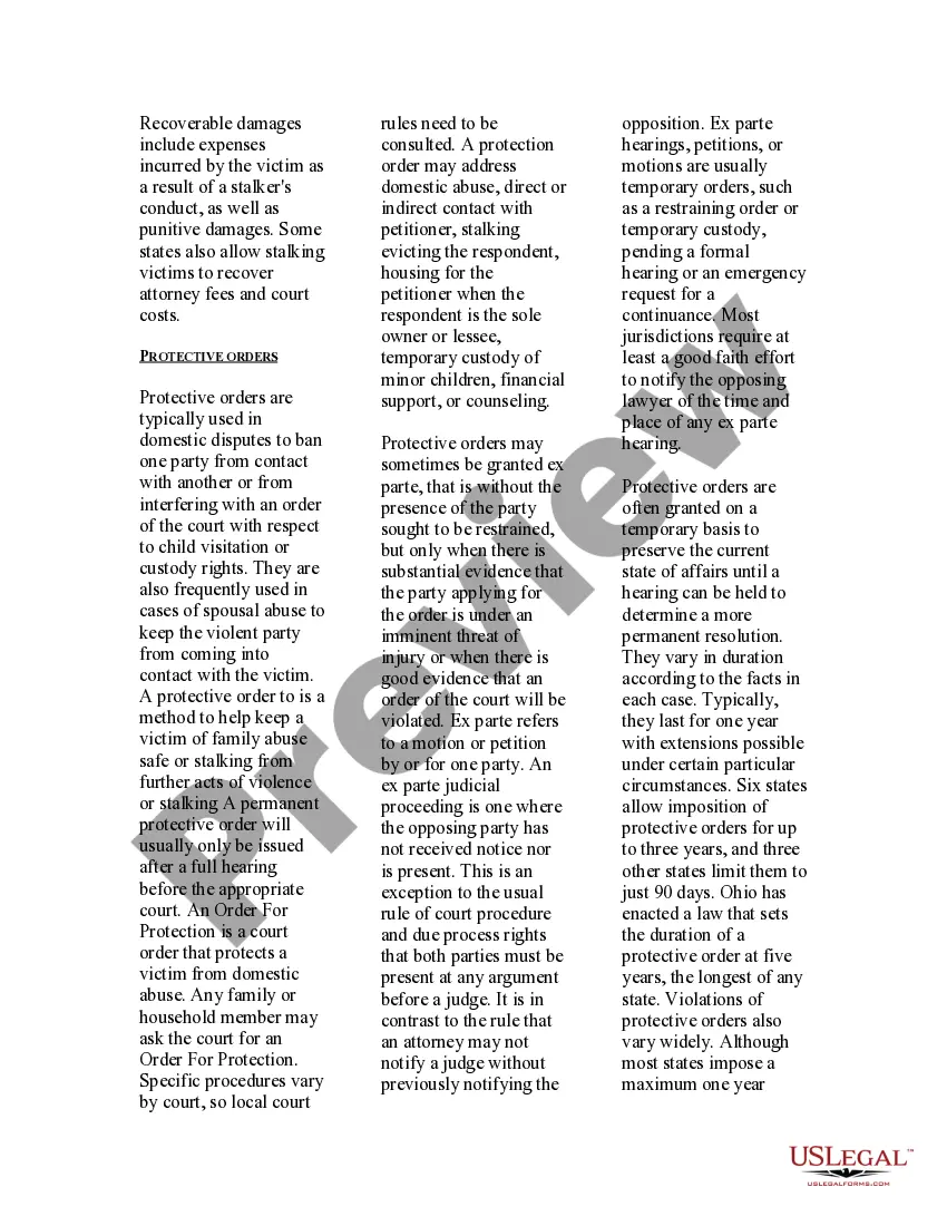 Preview USLegal Guide to Stalking