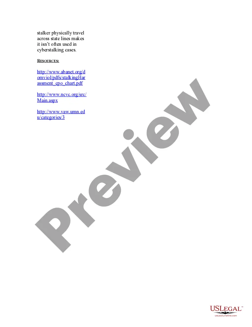 Preview USLegal Guide to Stalking