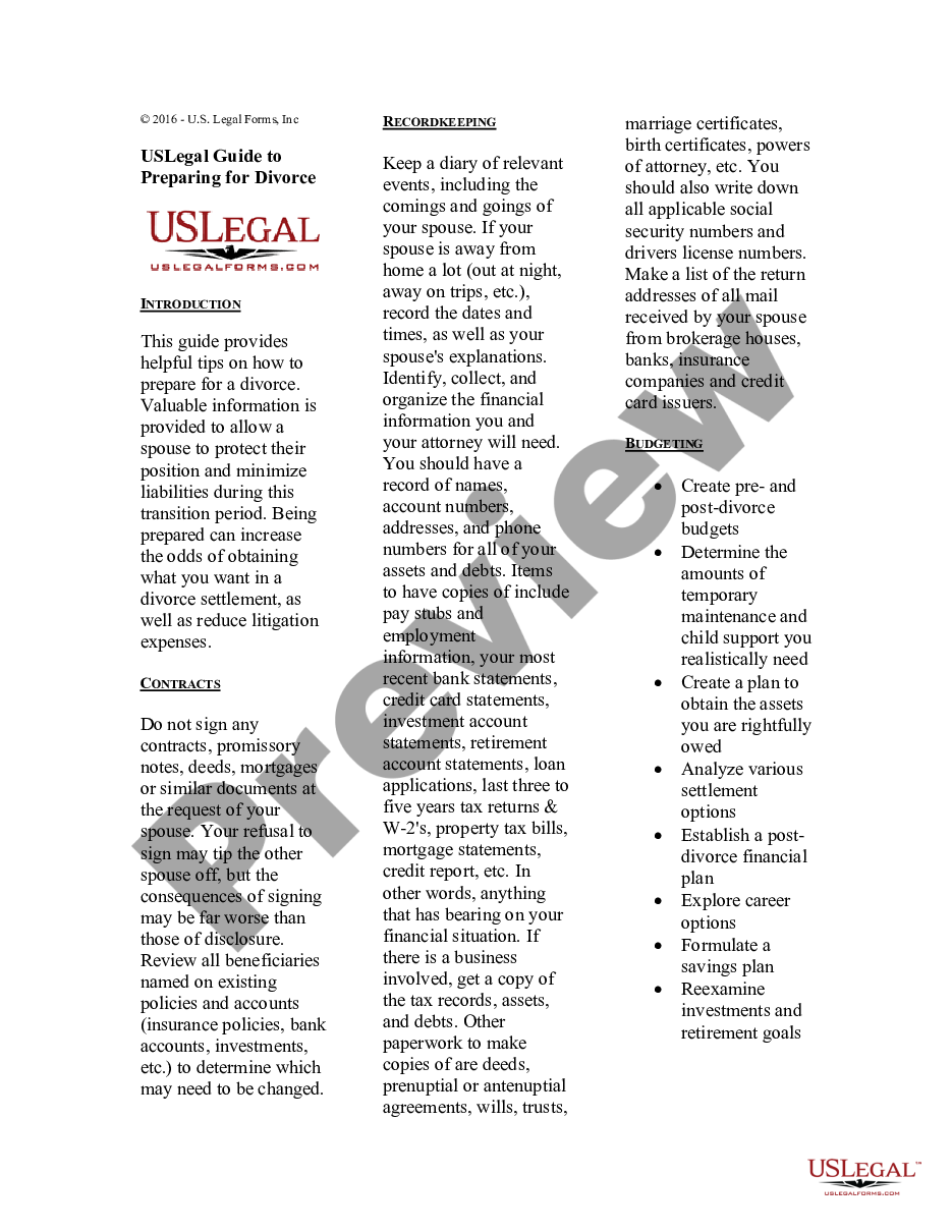 page 0 USLegal Guide to Preparing for Divorce preview