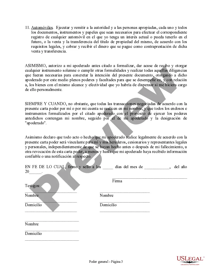 Get Carta Poder General - General Power of Attorney Preview Carta Poder General - General Power of Attorney