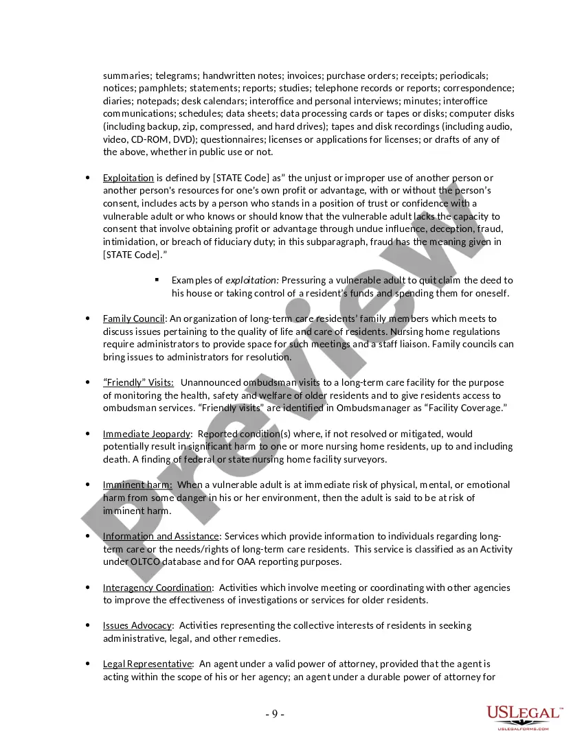 Preview Long-term Care Ombudsman Program Policies and Procedures