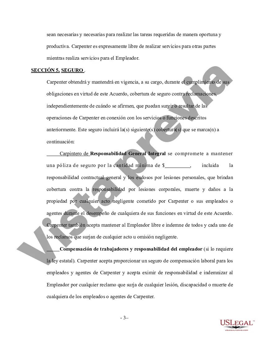 Preview Contrato de Servicios de Carpintería - Contratista Independiente Autónomo