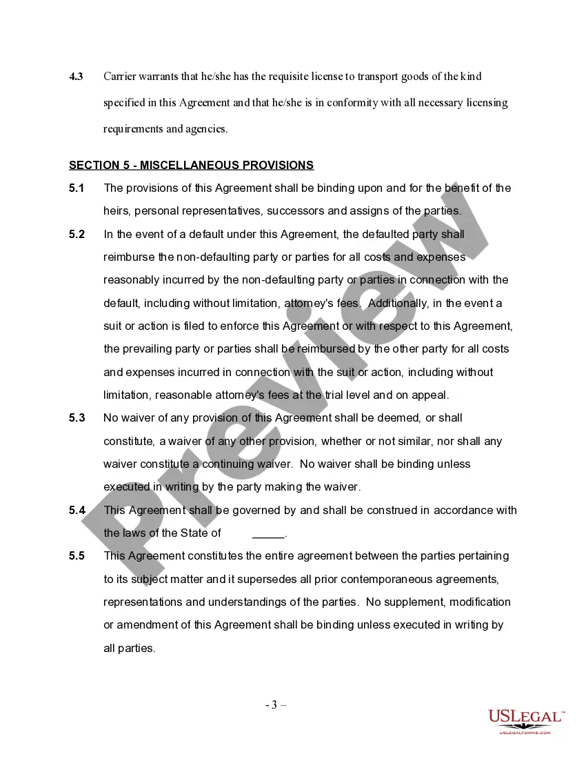 Get Carrier Services Contract - Self-Employed Independent Contractor Preview Carrier Services Contract - Self-Employed Independent Contractor