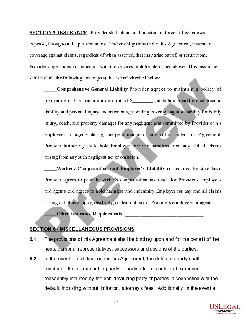 Preview Child Care or Day Care Services Contract - Self-Employed