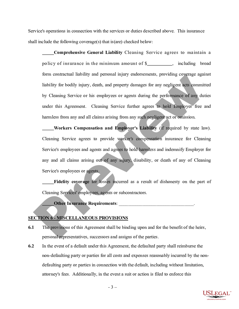 page 2 Cleaning Services Contract - Self-Employed preview