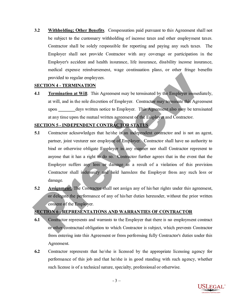 page 2 Clerical Staff Agreement - Self-Employed Independent Contractor preview