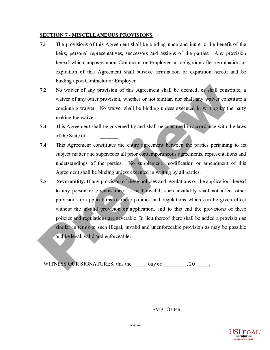 page 3 Clerical Staff Agreement - Self-Employed Independent Contractor preview