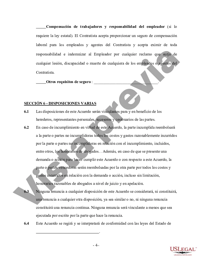 Preview Contrato de contratista de calefacción - Trabajador por cuenta propia