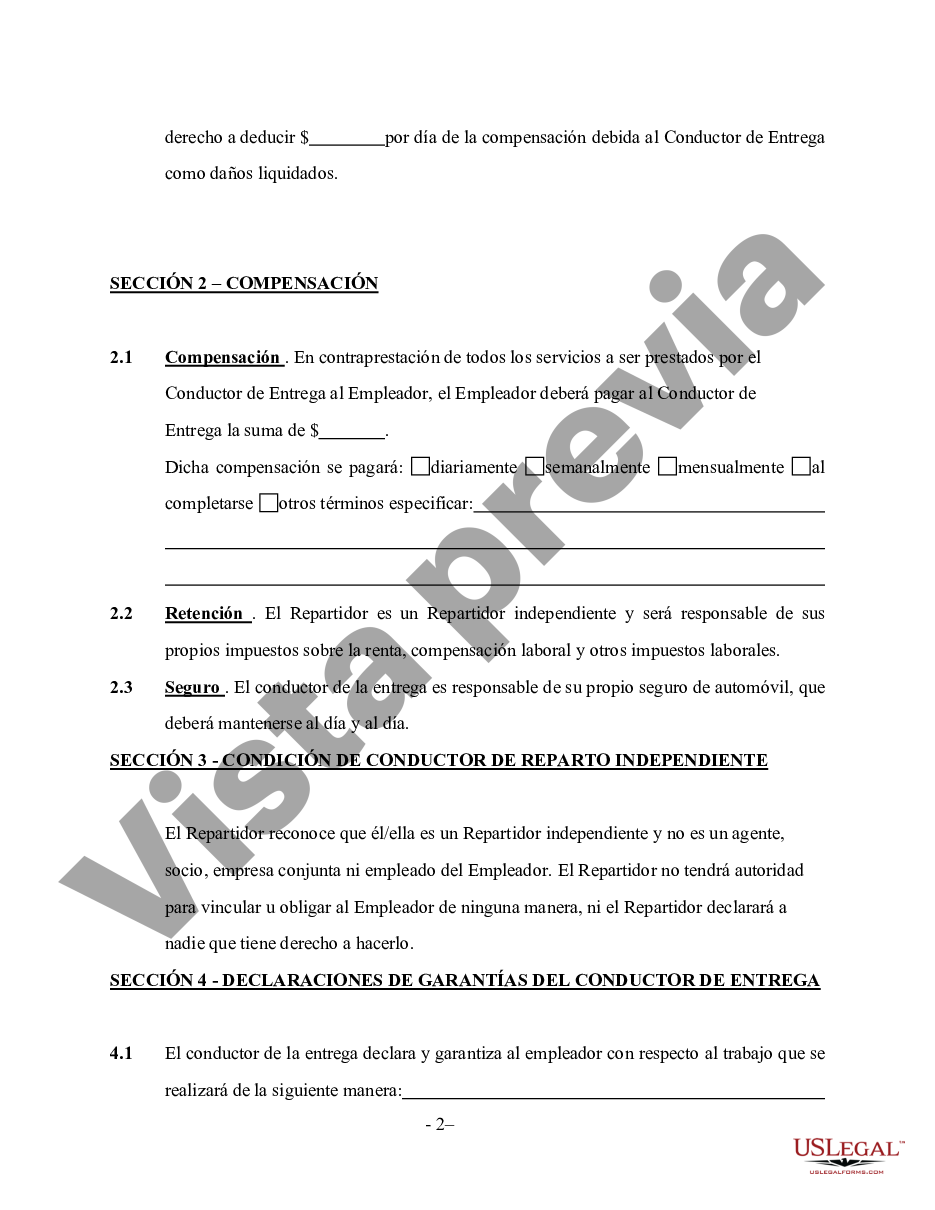 Contrato de Servicios de Repartidor - Autónomo - Contrato Repartidor | US  Legal Forms