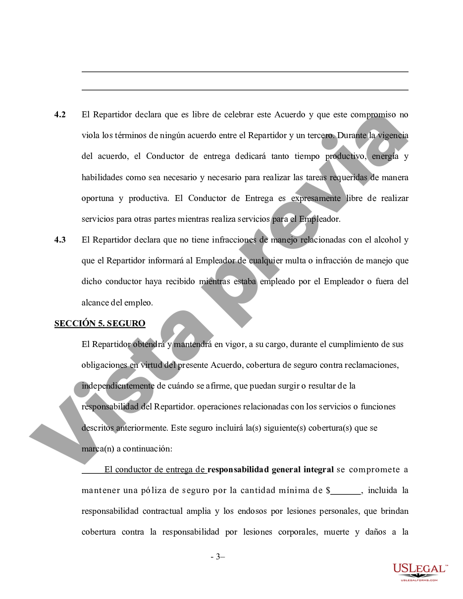 Contrato de Servicios de Repartidor - Autónomo - Contrato Repartidor | US  Legal Forms