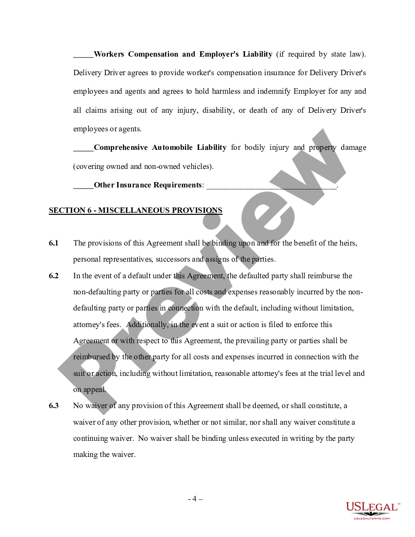 Uber Driver Contract Agreement With Vehicle Owner US Legal Forms