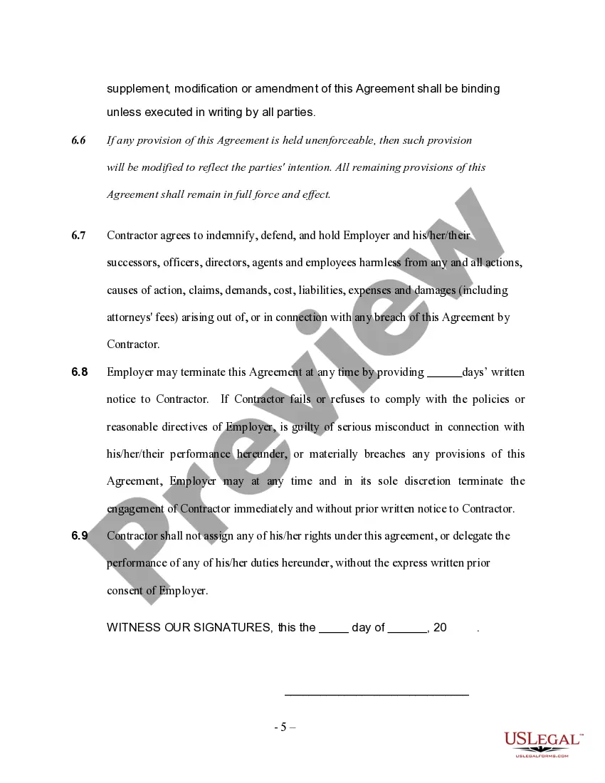 Preview Industrial Contractor Agreement - Self-Employed