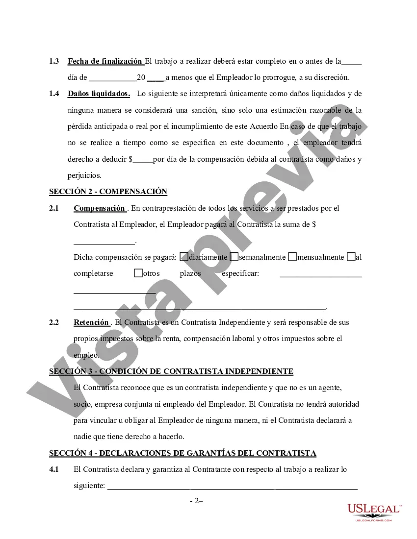 Preview Acuerdo de contratista de la fundación - Trabajador por cuenta propia