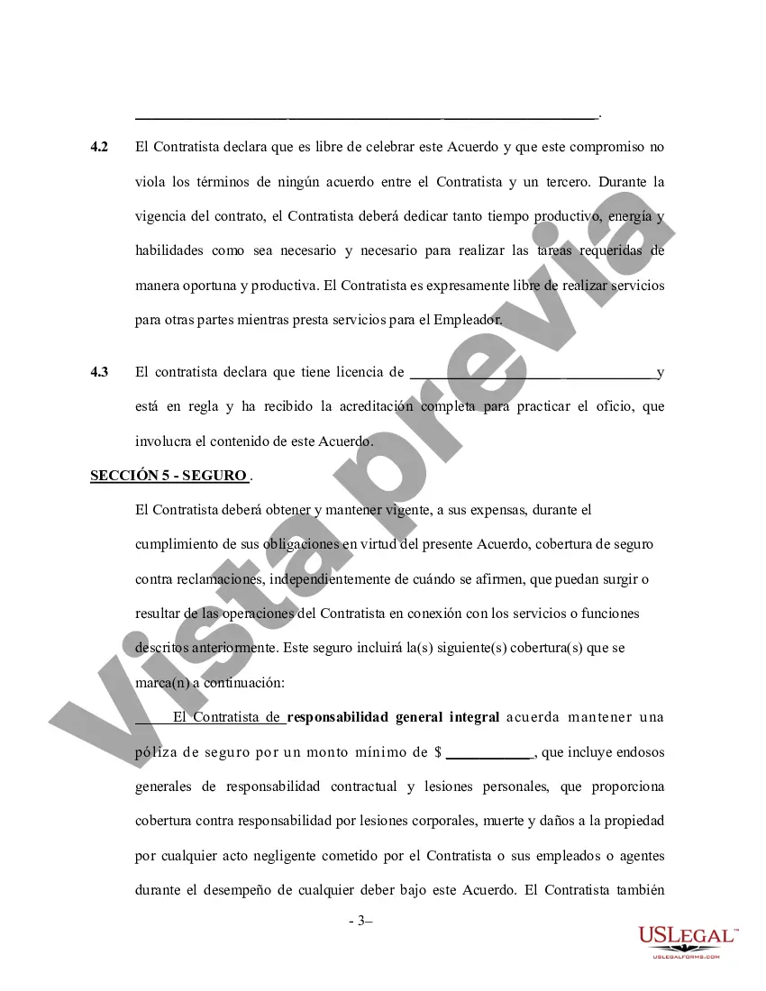 Preview Acuerdo de contratista de la fundación - Trabajador por cuenta propia