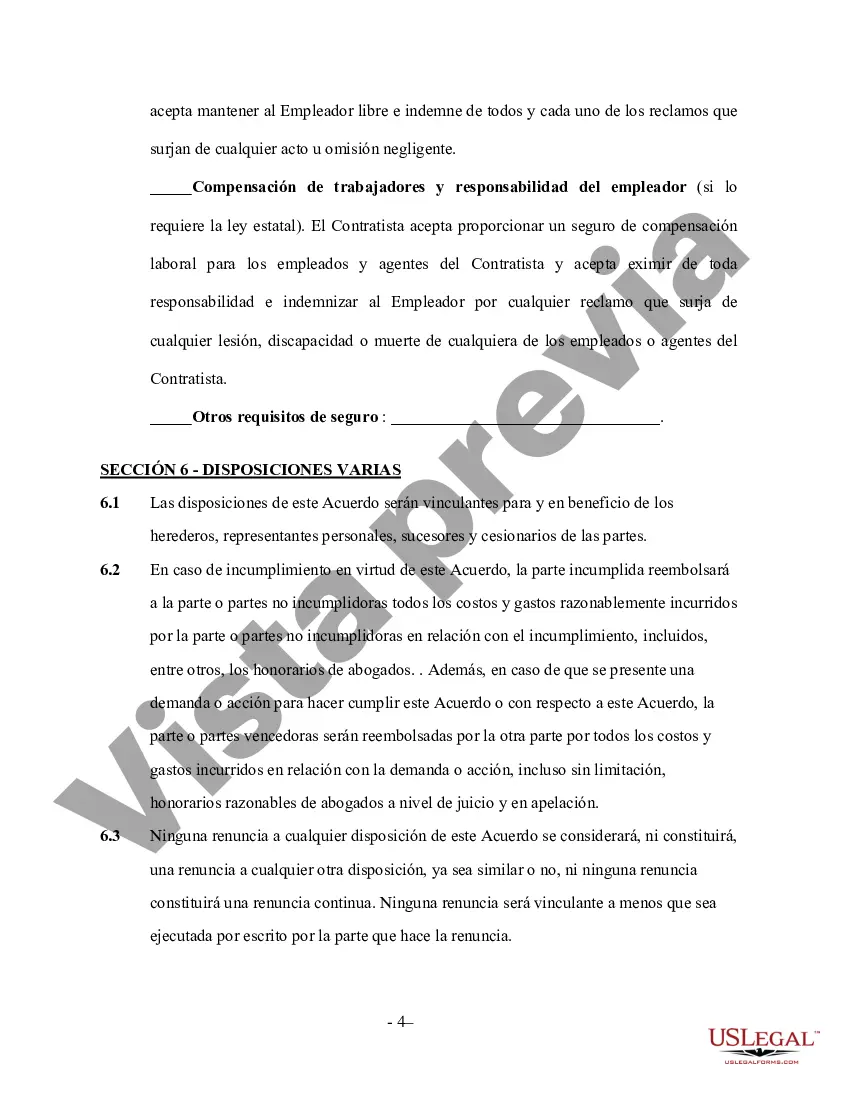 Preview Acuerdo de contratista de la fundación - Trabajador por cuenta propia