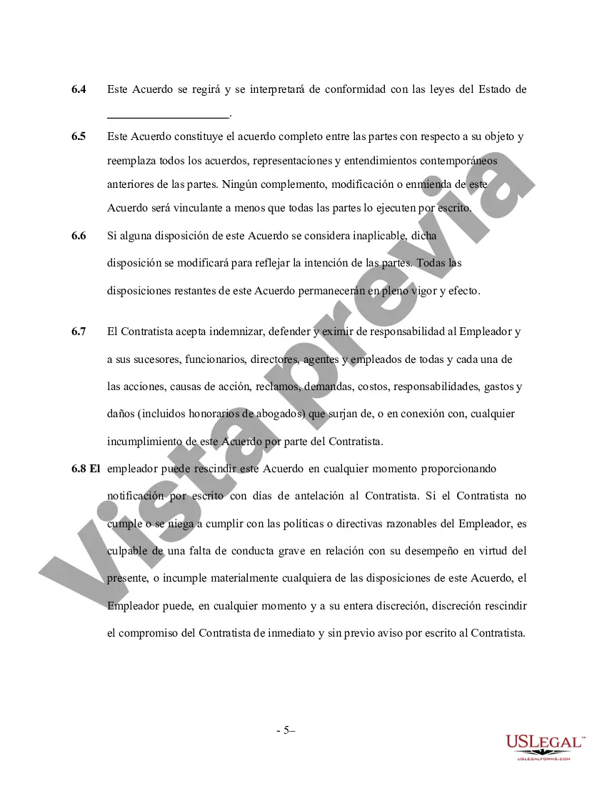 Preview Acuerdo de contratista de la fundación - Trabajador por cuenta propia