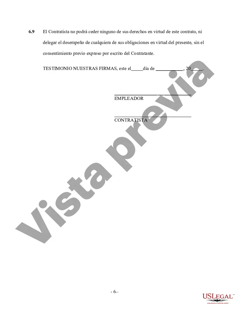 Preview Acuerdo de contratista de la fundación - Trabajador por cuenta propia