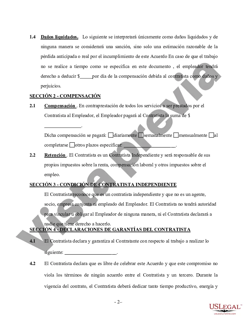 Preview Acuerdo de contratista de hormigón - Trabajador por cuenta propia