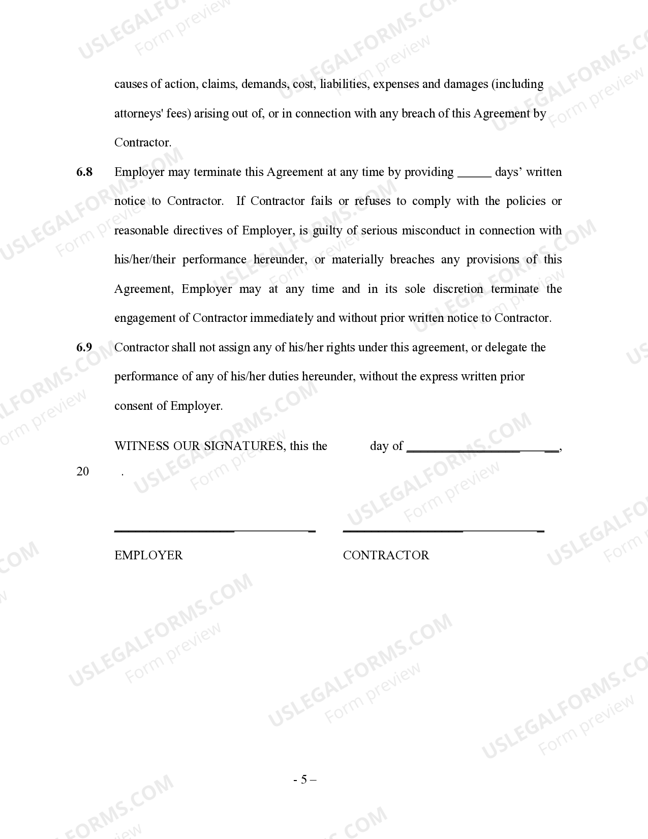 Stone Contractor Agreement SelfEmployed US Legal Forms