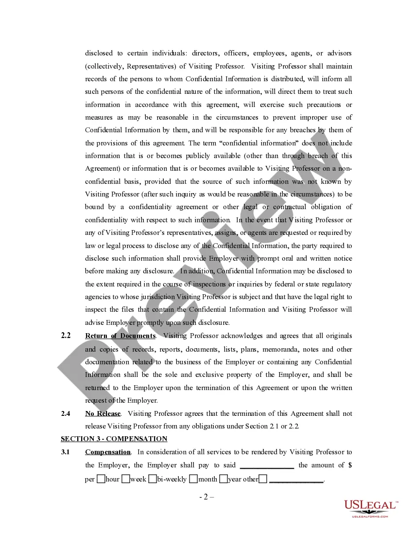Get Visiting Professor Agreement - Self-Employed Independent Contractor Preview Visiting Professor Agreement - Self-Employed Independent Contractor