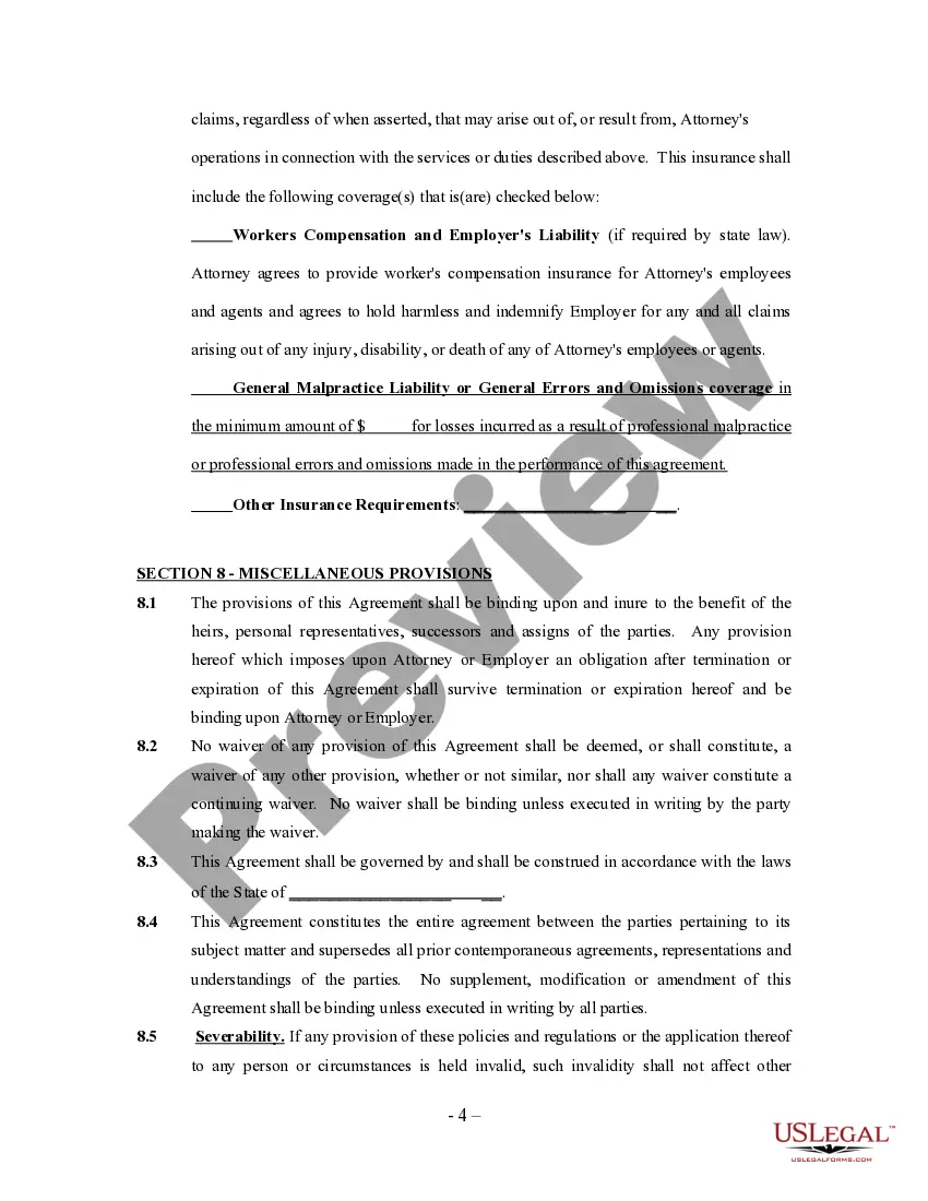 Preview Attorney Agreement - Self-Employed Independent Contractor