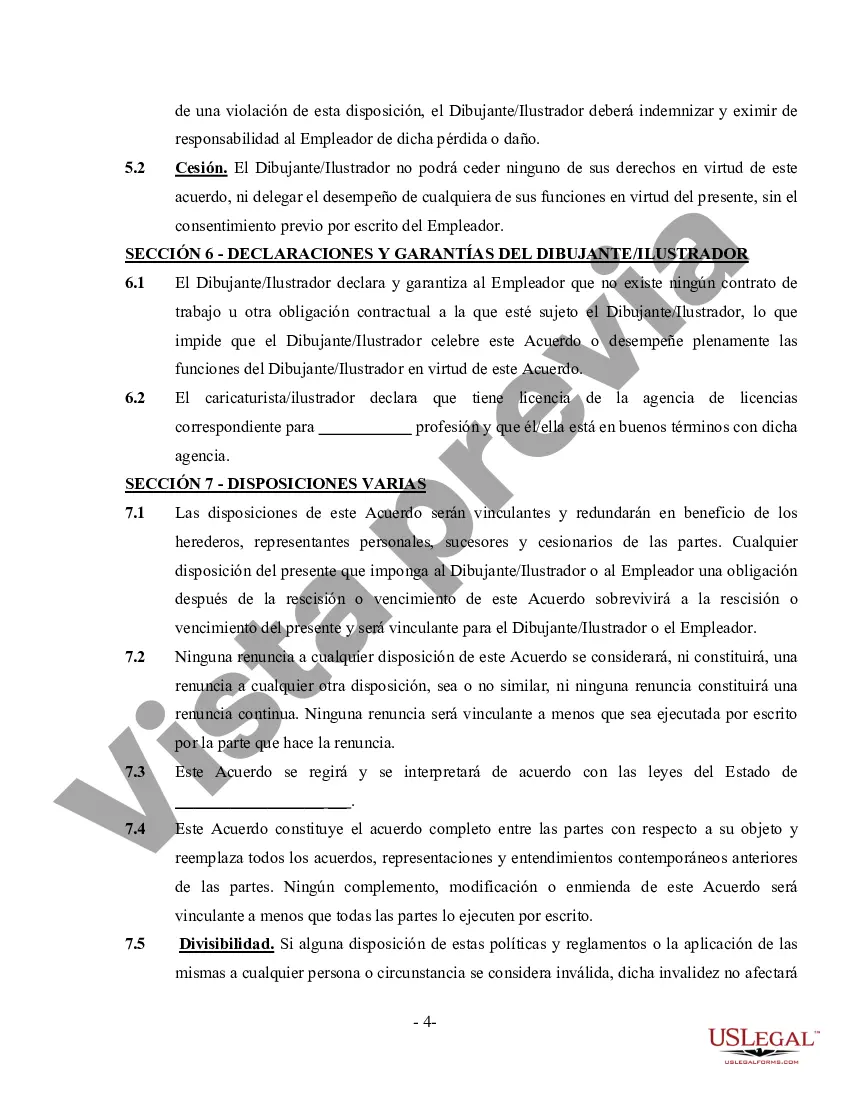 Preview Contrato de Dibujante o Ilustrador - Contratista Independiente Trabajador por Cuenta Propia