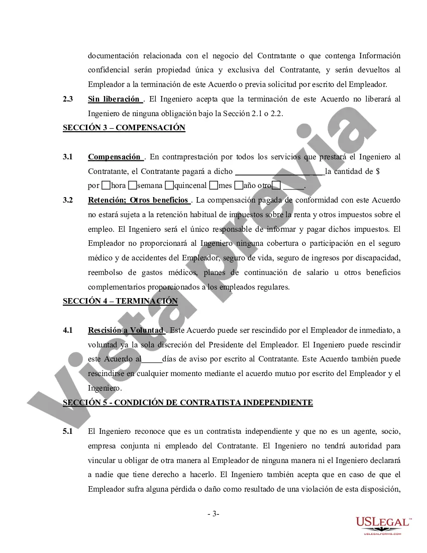 Preview Acuerdo de Ingeniería - Contratista Independiente Trabajador por Cuenta Propia