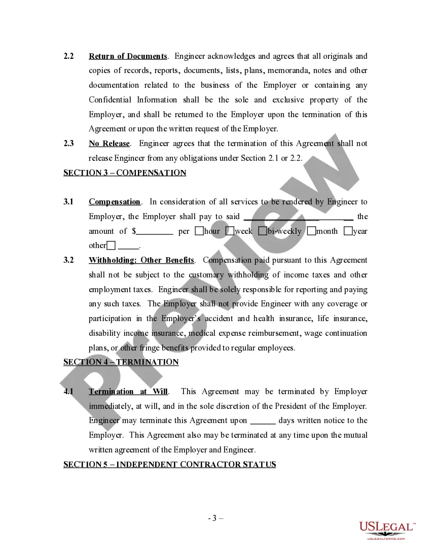 Get Engineering Agreement - Self-Employed Independent Contractor Preview Engineering Agreement - Self-Employed Independent Contractor